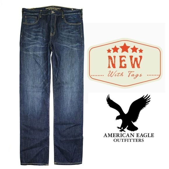 NWT American Eagle Outfitters Men's Jeans, Dark Wash, Loose fit, Size 30 x 34 - Picture 1 of 8